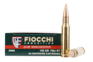 Fiocchi 308 Win full metal jacket boat tail ammunition with 150 grain bullet